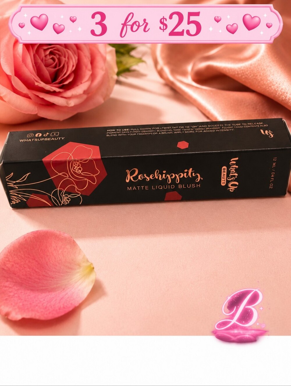 3/$25 What's Up Beauty Rosehippity Matte Liquid Blush Shade "Leonidas"